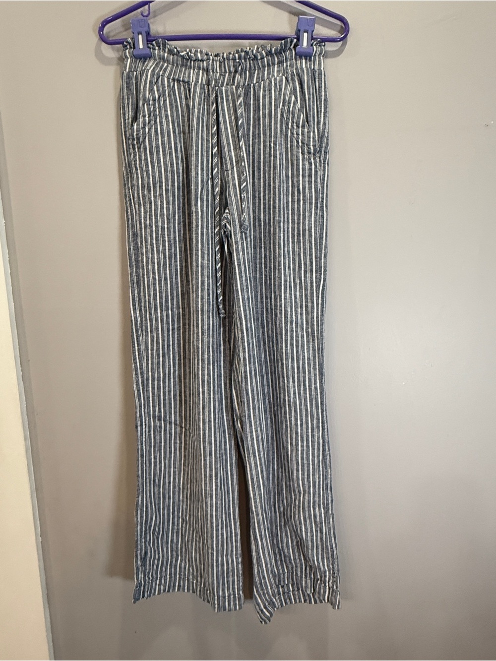 SO Gray and White Striped Drawstring Joggers